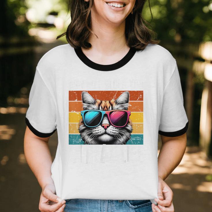 Introvert Cat How Do I Block You Retro Cat Sarcastic Men Women Girls Unisex Cotton Ringer T-Shirt