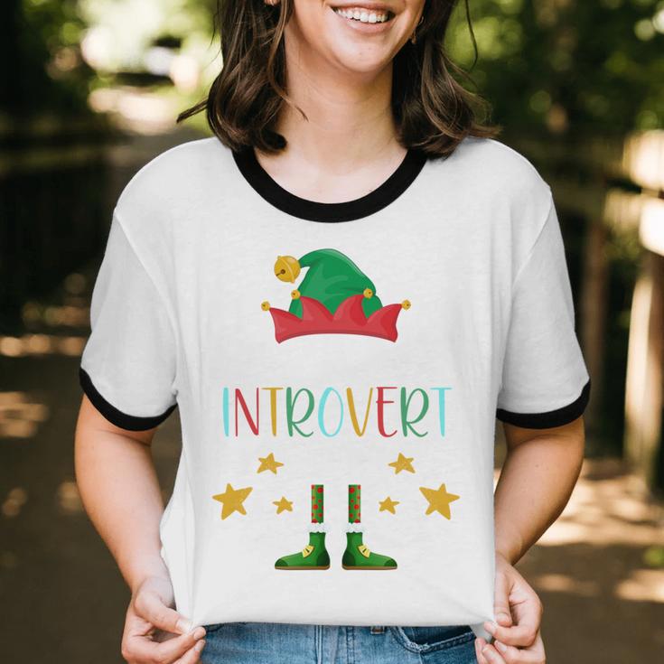 The Introvert Elf Christmas Family Matching Fun Xmas Top Unisex Cotton Ringer T-Shirt The Introvert Elf Christmas Family Matching Fun Xmas Top Unisex Cotton Ringer T-Shirt
