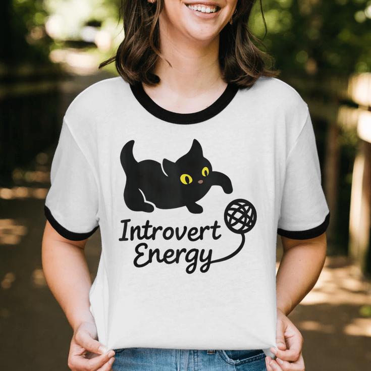 Introvert Energy Cat Love Cat Meme Unisex Cotton Ringer T-Shirt