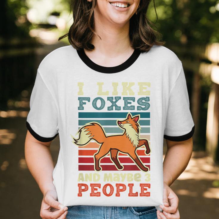 Introvert Fox Animal Lover Saying Loner Antisocial Unisex Cotton Ringer T-Shirt