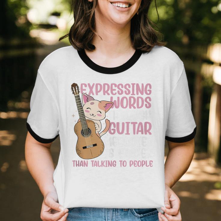 Introvert Guitarist Expressing Words Through Guitar Melody Unisex Cotton Ringer T-Shirt Introvert Guitarist Expressing Words Through Guitar Melody Unisex Cotton Ringer T-Shirt