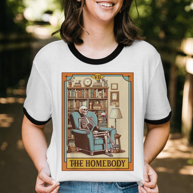 Introvert Homebody Awkward Skeleton The Homebody Tarot Card Unisex Cotton Ringer T-Shirt Introvert Homebody Awkward Skeleton The Homebody Tarot Card Unisex Cotton Ringer T-Shirt