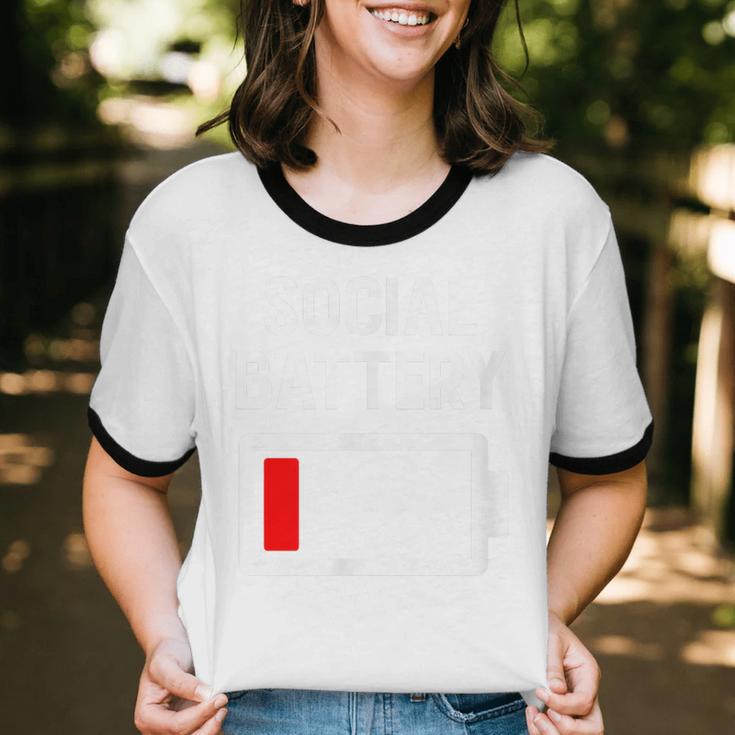 Introvert Low Social Battery Level Anti Social People Unisex Cotton Ringer T-Shirt