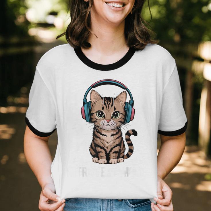 Introvert Mode Cat With Headphones Kitten Lover Unisex Cotton Ringer T-Shirt Introvert Mode Cat With Headphones Kitten Lover Unisex Cotton Ringer T-Shirt