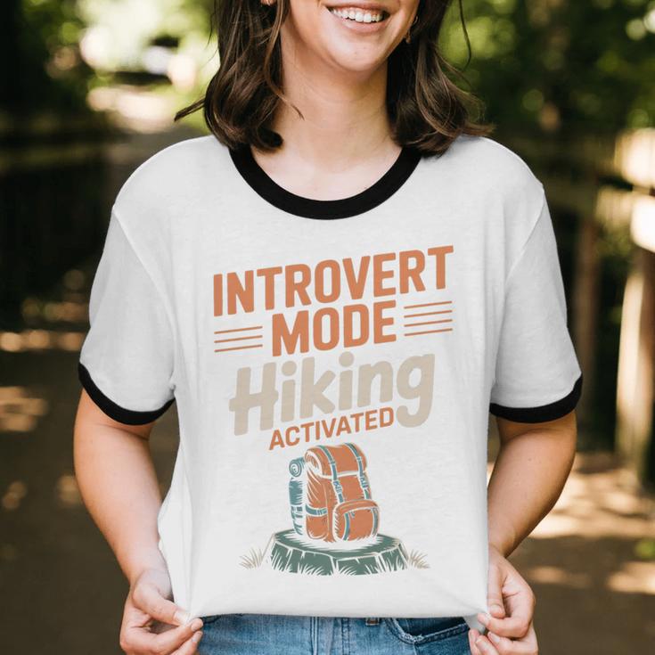 Introvert Mode Hiking Activated Hiker Unisex Cotton Ringer T-Shirt Introvert Mode Hiking Activated Hiker Unisex Cotton Ringer T-Shirt
