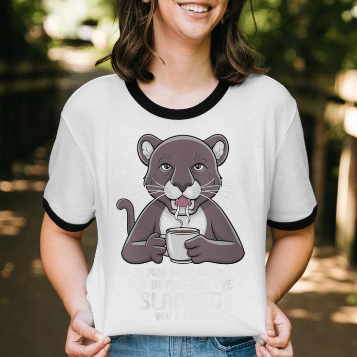 Introvert Panther And Coffee Lovers Unisex Cotton Ringer T-Shirt