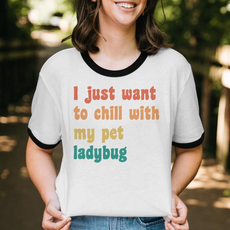 Introvert Pet Ladybug Mom Unisex Cotton Ringer T-Shirt