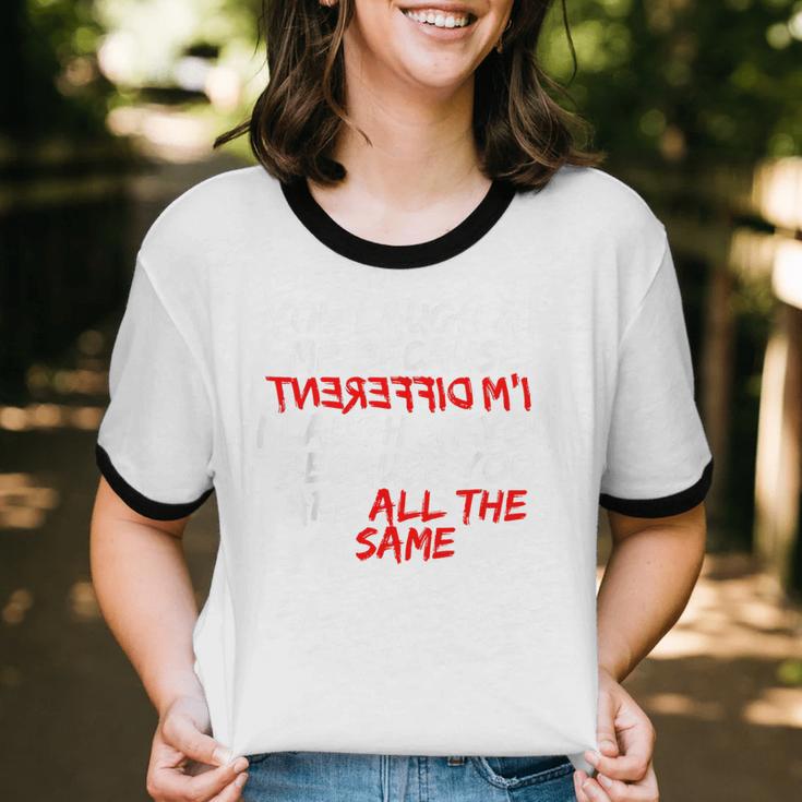 Introvert Quote With Backwards I'm Different Unisex Cotton Ringer T-Shirt