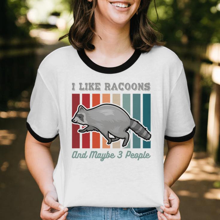 Introvert Raccoon Animal Lover Trash Panda Antisocial Retro Unisex Cotton Ringer T-Shirt