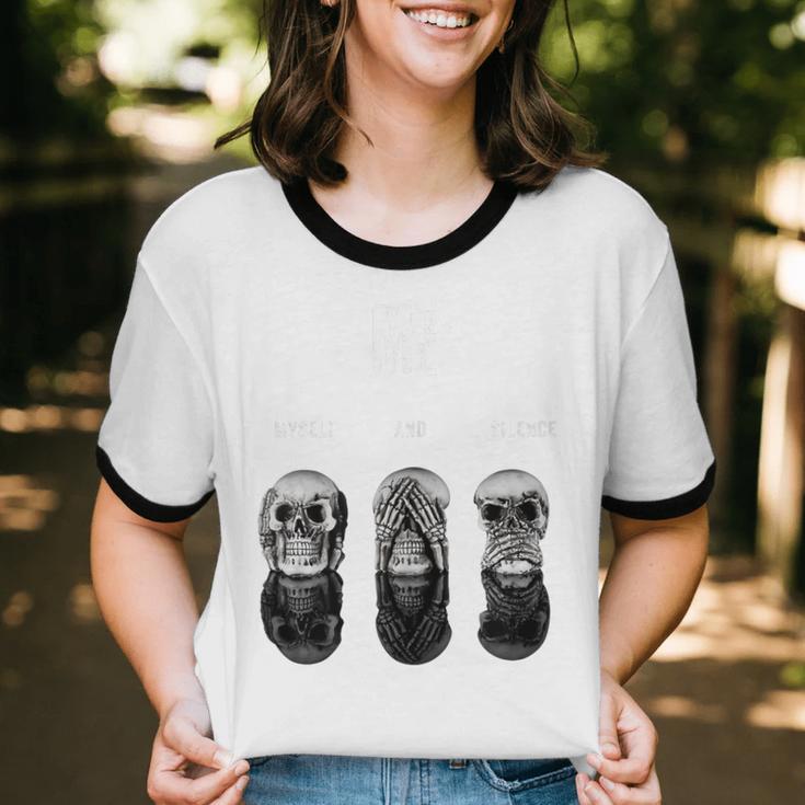 Introvert Relaxation Me Myself And Silence Skulls Unisex Cotton Ringer T-Shirt
