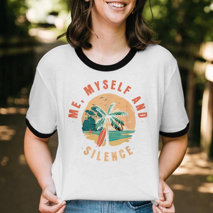 Introvert Relaxation Me Myself And Silence Summer Vacation Men Women Unisex Cotton Ringer T-Shirt