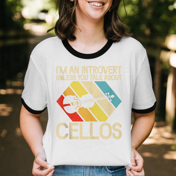 Im An Introvert Unless You Talk About Cellos Unisex Cotton Ringer T-Shirt