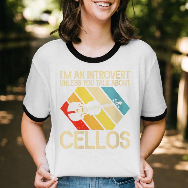 Im An Introvert Unless You Talk About Cellos Unisex Cotton Ringer T-Shirt