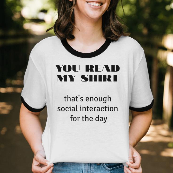 Introvert “You Read My Shirt” Tee T-Shirt Unisex Cotton Ringer T-Shirt Introvert “You Read My Shirt” Tee T-Shirt Unisex Cotton Ringer T-Shirt