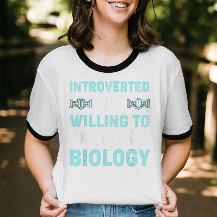Introverted Biology Science Biologist Introverts Unisex Cotton Ringer T-Shirt Introverted Biology Science Biologist Introverts Unisex Cotton Ringer T-Shirt