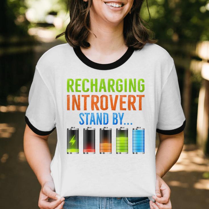 Introverted Recharging Introvert Saying Sarcasm Unisex Cotton Ringer T-Shirt