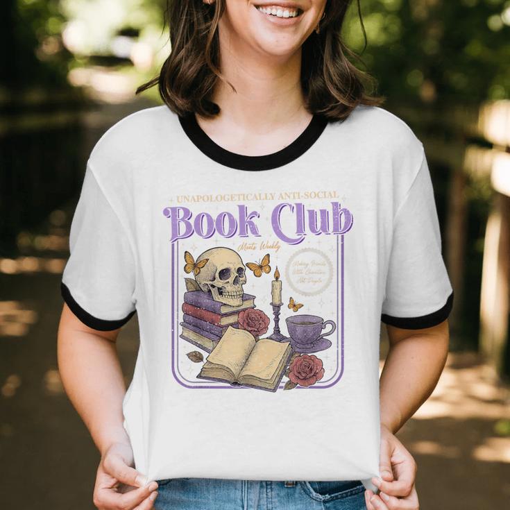 Introverted Romance Unapologetically Anti-Social Book Club Unisex Cotton Ringer T-Shirt Introverted Romance Unapologetically Anti-Social Book Club Unisex Cotton Ringer T-Shirt