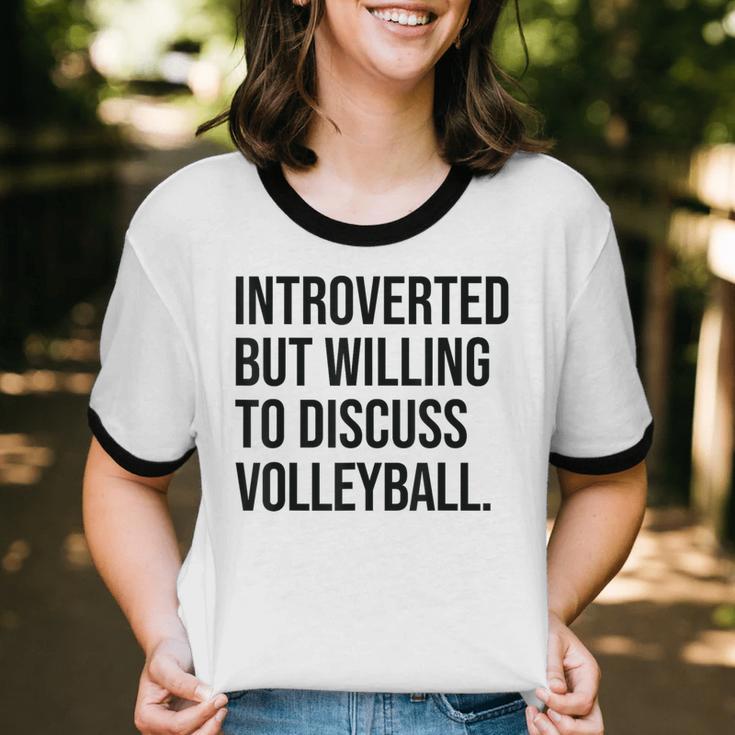 Introverted Volleyball Player Volleyball Introvert Unisex Cotton Ringer T-Shirt