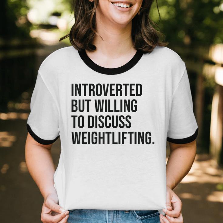 Introverted Weightlifter Gym Weightlifting Introvert Unisex Cotton Ringer T-Shirt Introverted Weightlifter Gym Weightlifting Introvert Unisex Cotton Ringer T-Shirt