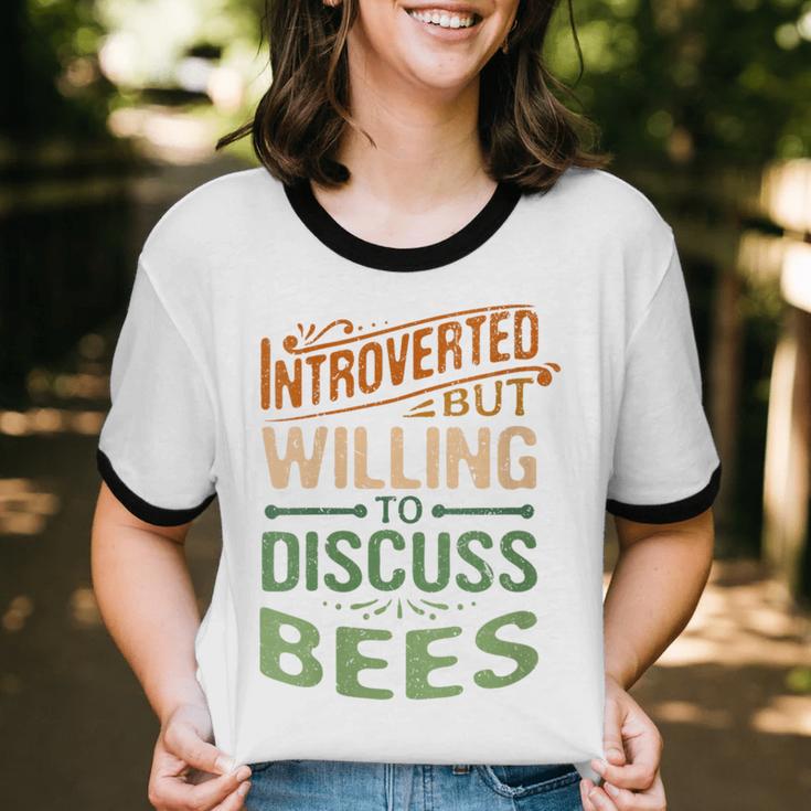Introverted But Willing To Discuss Bees Animal Meme Unisex Cotton Ringer T-Shirt