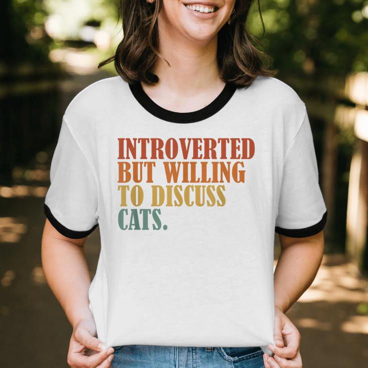 Introverted But Willing To Discuss Cats Introvert Unisex Cotton Ringer T-Shirt Introverted But Willing To Discuss Cats Introvert Unisex Cotton Ringer T-Shirt
