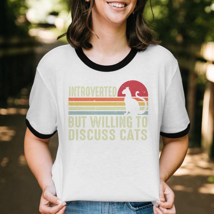 Introverted But Willing To Discuss Cats Kitten Pet Lover Unisex Cotton Ringer T-Shirt Introverted But Willing To Discuss Cats Kitten Pet Lover Unisex Cotton Ringer T-Shirt