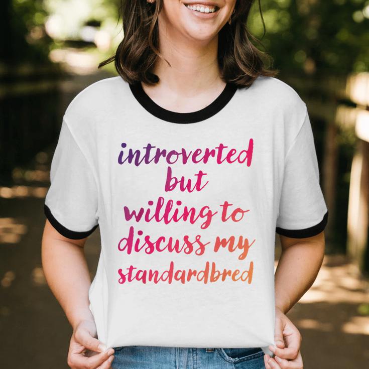 Introverted Willing To Discuss Standardbred Introvert Unisex Cotton Ringer T-Shirt