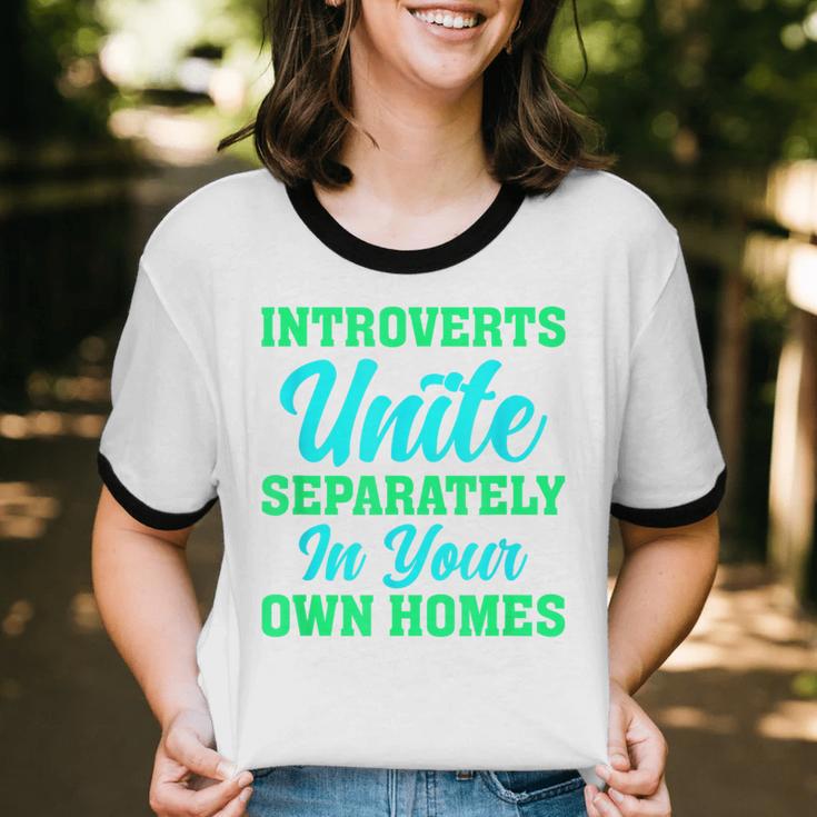 Introverts Unite Introvert Antisocial Sarcasm Anti Social Unisex Cotton Ringer T-Shirt