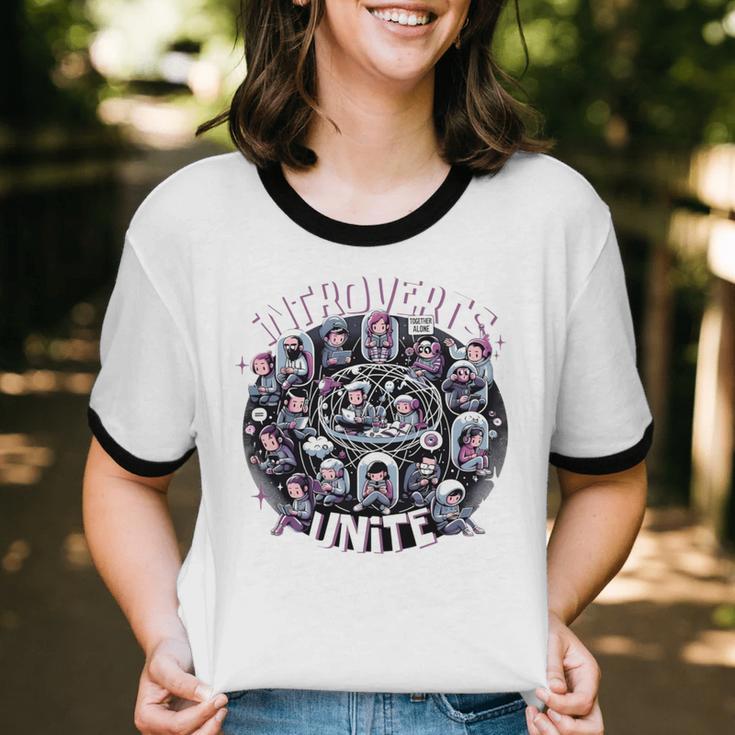 Introverts Unite Quirky Solitude Unisex Cotton Ringer T-Shirt Introverts Unite Quirky Solitude Unisex Cotton Ringer T-Shirt