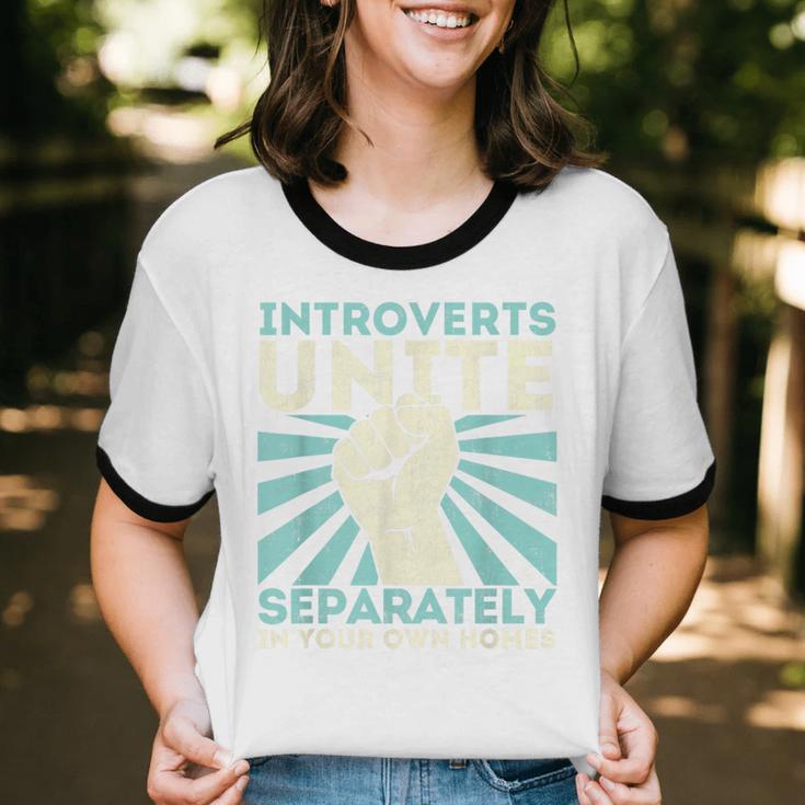 Introverts Unite Separately Introverted Antisocial Unisex Cotton Ringer T-Shirt