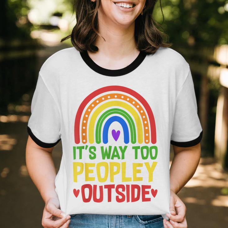 It's Way Too Peopley Outside Anti Social Introvert Unisex Cotton Ringer T-Shirt It's Way Too Peopley Outside Anti Social Introvert Unisex Cotton Ringer T-Shirt
