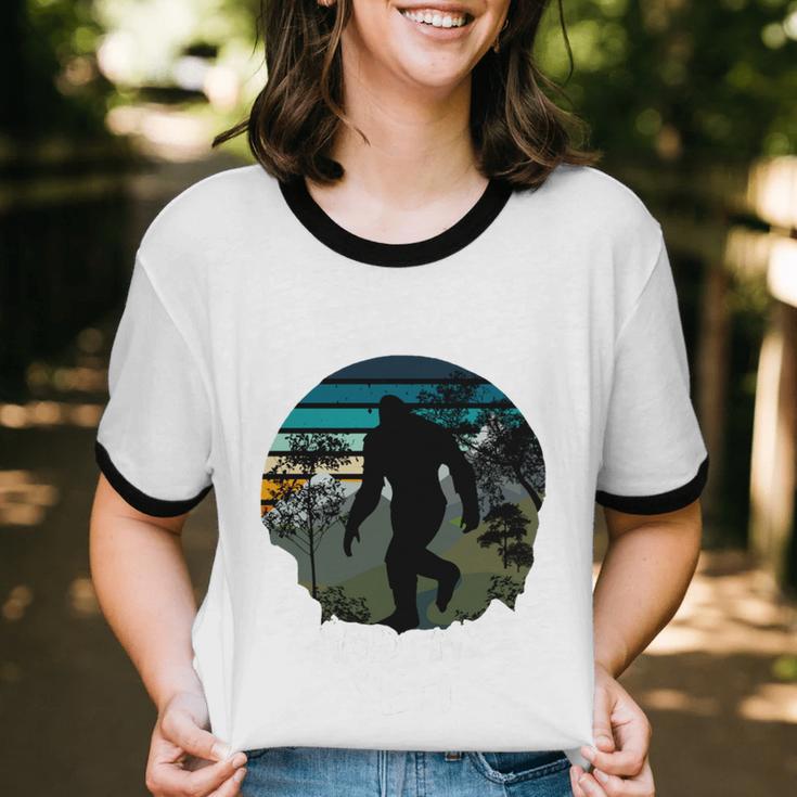 Just Me And My Yeti Retro Sunset Mountain Hiking Introvert Unisex Cotton Ringer T-Shirt Just Me And My Yeti Retro Sunset Mountain Hiking Introvert Unisex Cotton Ringer T-Shirt