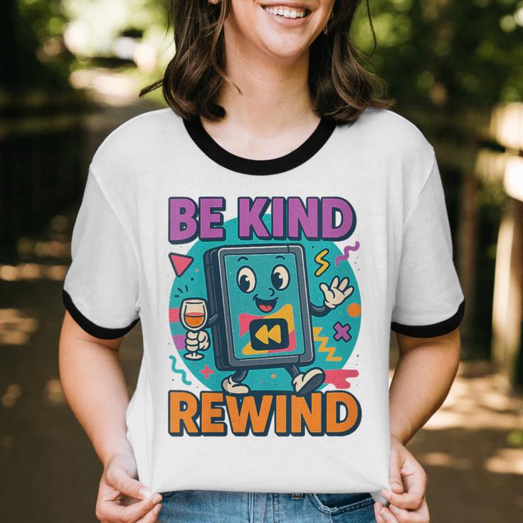 Be Kind Rewind 90s VHS Nostalgia Retro Unisex Cotton Ringer T-Shirt