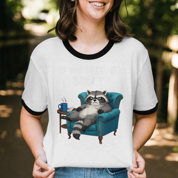 Lazy Raccoon Sarcastic Introvert Humor Japanese Animal Unisex Cotton Ringer T-Shirt