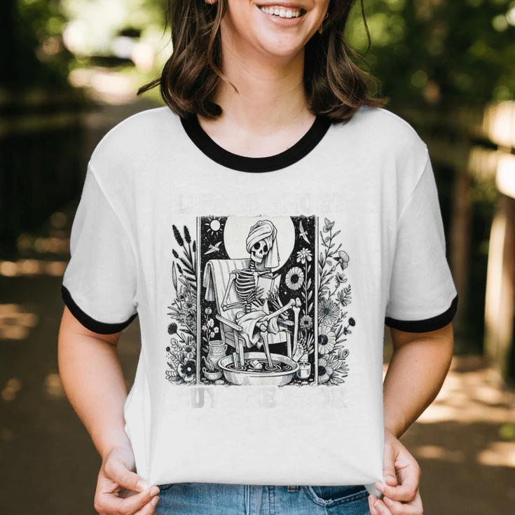 Life Is Short Buy The Book Introvert Skeleton Reading Unisex Cotton Ringer T-Shirt Life Is Short Buy The Book Introvert Skeleton Reading Unisex Cotton Ringer T-Shirt