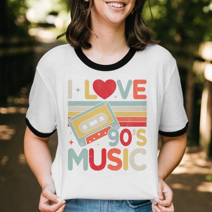 I Love 90's Music Retro Style Nostalgia Cassette 1990s Party Premium Tri-Blend Unisex Cotton Ringer T-Shirt I Love 90's Music Retro Style Nostalgia Cassette 1990s Party Premium Tri-Blend Unisex Cotton Ringer T-Shirt