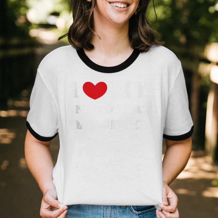 I Love My Introvert Daughter I Heart My Introvert Daughter Unisex Cotton Ringer T-Shirt