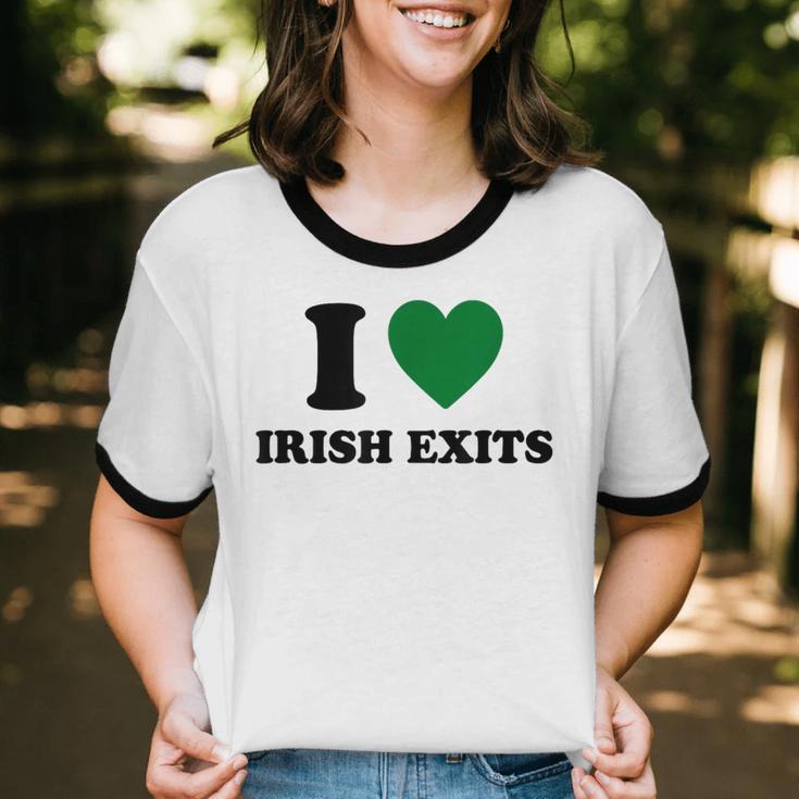 I Love Irish Exits St Patrick's Day Introvert Party Unisex Cotton Ringer T-Shirt I Love Irish Exits St Patrick's Day Introvert Party Unisex Cotton Ringer T-Shirt