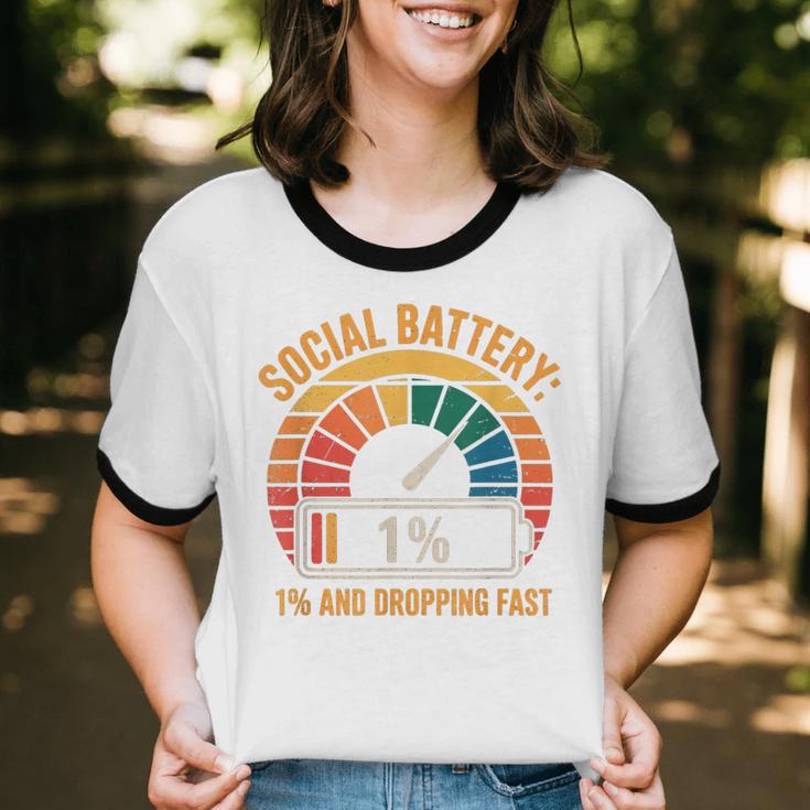 Low Social Battery Introvert Energy Unisex Cotton Ringer T-Shirt
