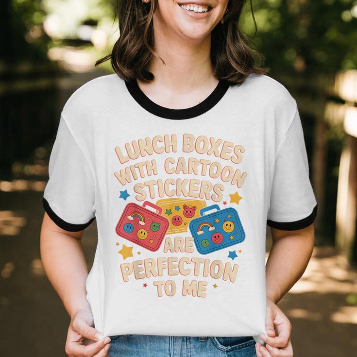 Lunch Boxes With Stickers Lunch Box Nostalgia Retro Unisex Cotton Ringer T-Shirt