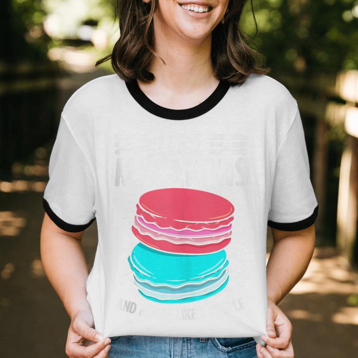 Macaroons Dessert Antisocial Introvert Pastries Food Lover Unisex Cotton Ringer T-Shirt