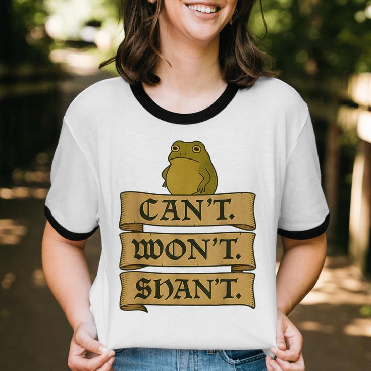 Medieval Frog Meme Sarcastic Introvert Humor Fantasy Unisex Cotton Ringer T-Shirt