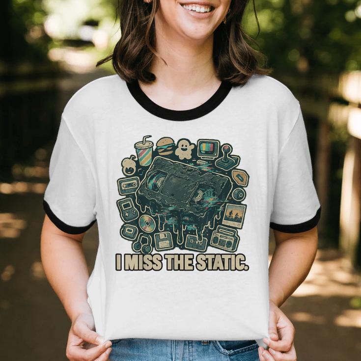 I Miss The Static Retro VHS Nostalgia Art Unisex Cotton Ringer T-Shirt