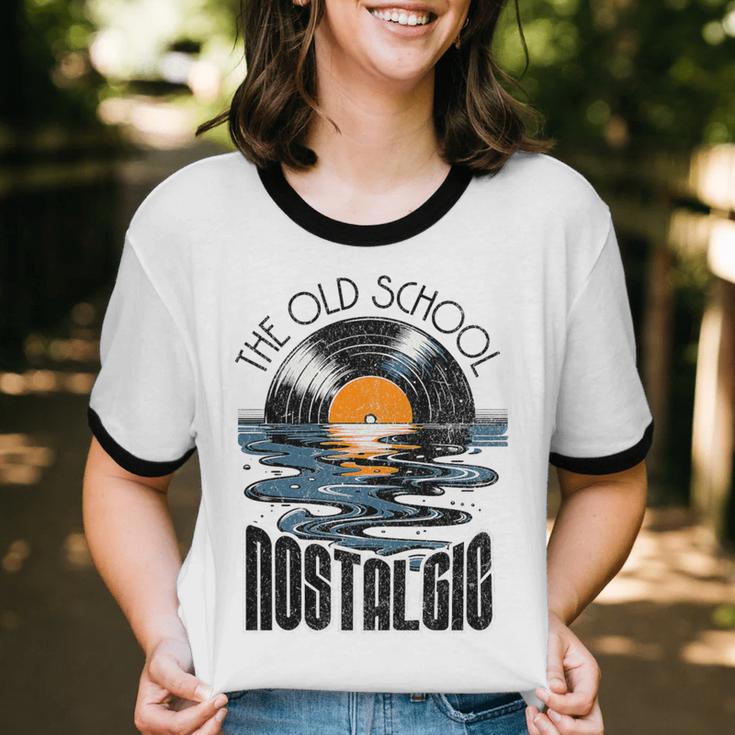 Music Old School Nostalgia Record Premium Tri-Blend Unisex Cotton Ringer T-Shirt