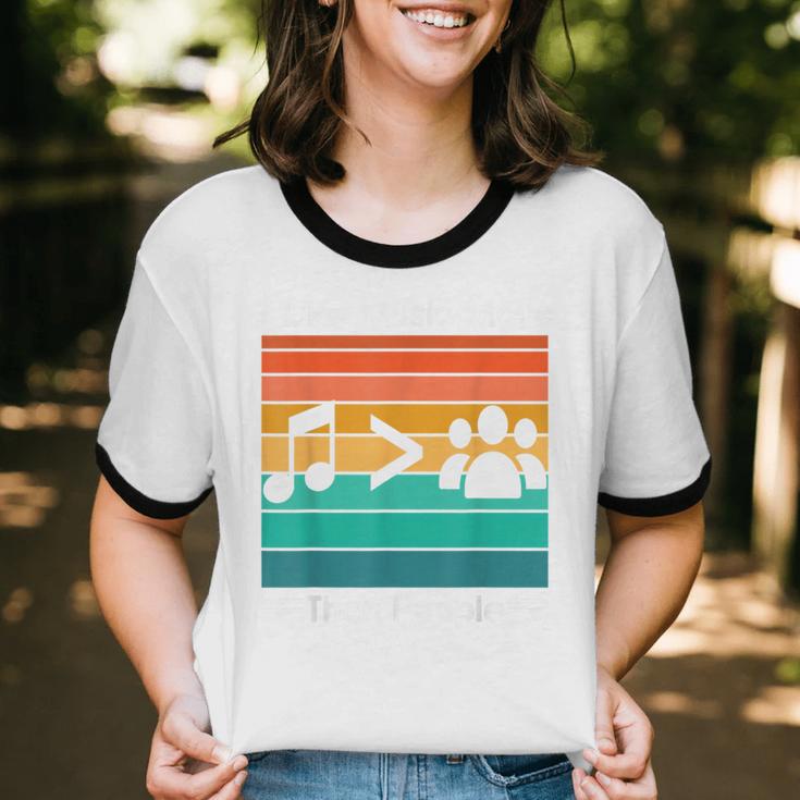 I Like Music More Than People Introvert Saying Quote Unisex Cotton Ringer T-Shirt I Like Music More Than People Introvert Saying Quote Unisex Cotton Ringer T-Shirt