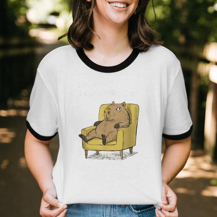 If You Need Me Don’t Introvert Capybara Sarcastic Unisex Cotton Ringer T-Shirt