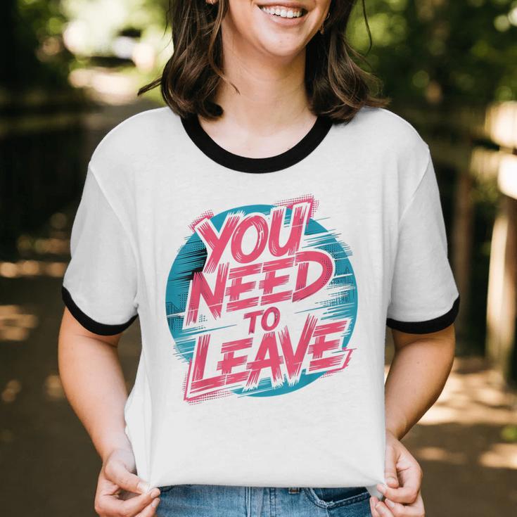 You Need To Leave Introvert Mood Space Unisex Cotton Ringer T-Shirt