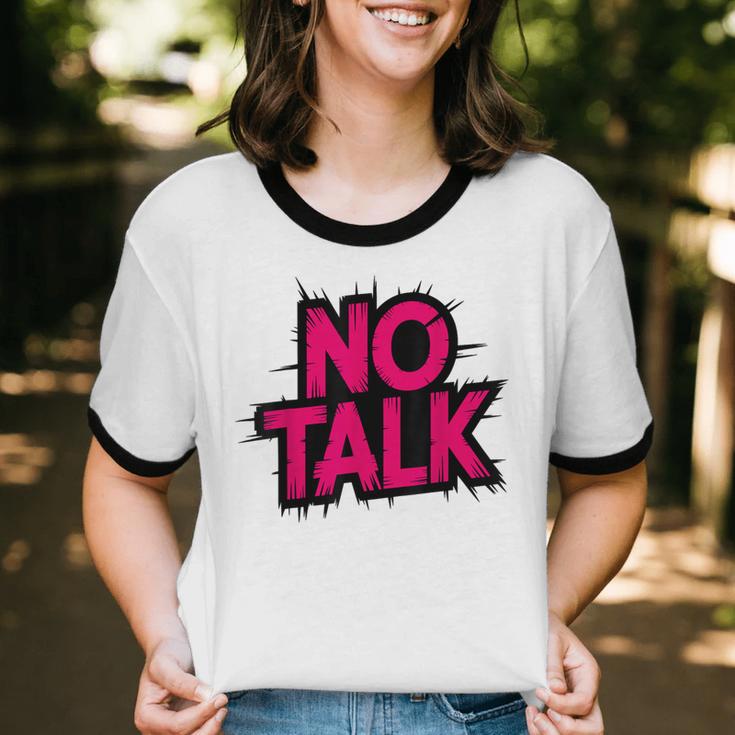 No Small Talk Zone – Introvert Quote Unisex Cotton Ringer T-Shirt