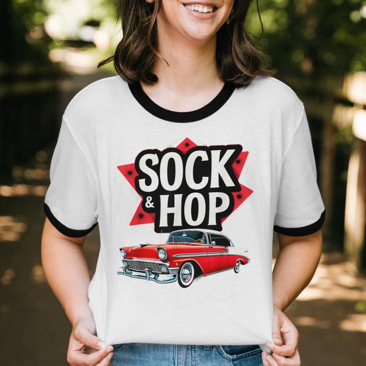 Nostalgia 1950s Sock Hop Dance Unisex Cotton Ringer T-Shirt Nostalgia 1950s Sock Hop Dance Unisex Cotton Ringer T-Shirt