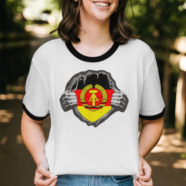 Nostalgia Chest Flag GDR Unisex Cotton Ringer T-Shirt
